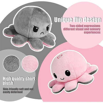 Reversible Octopus Plush Toy – Double-Sided Mood Plushie